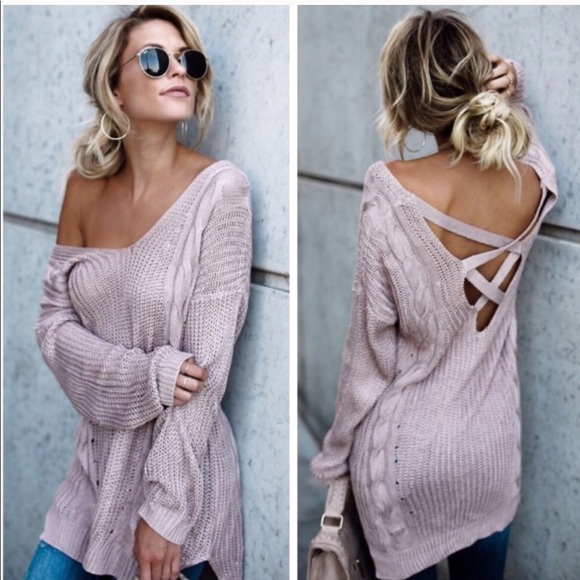 Sweaters - Criss Cross Open Back Slouchy Sweater